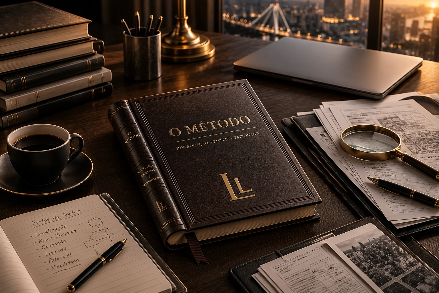 Livro O Método sobre uma mesa de investigação