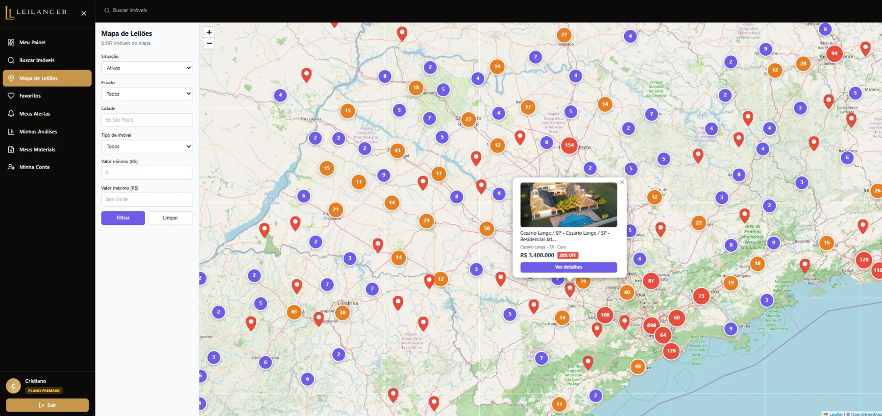 Mapa de leilões
