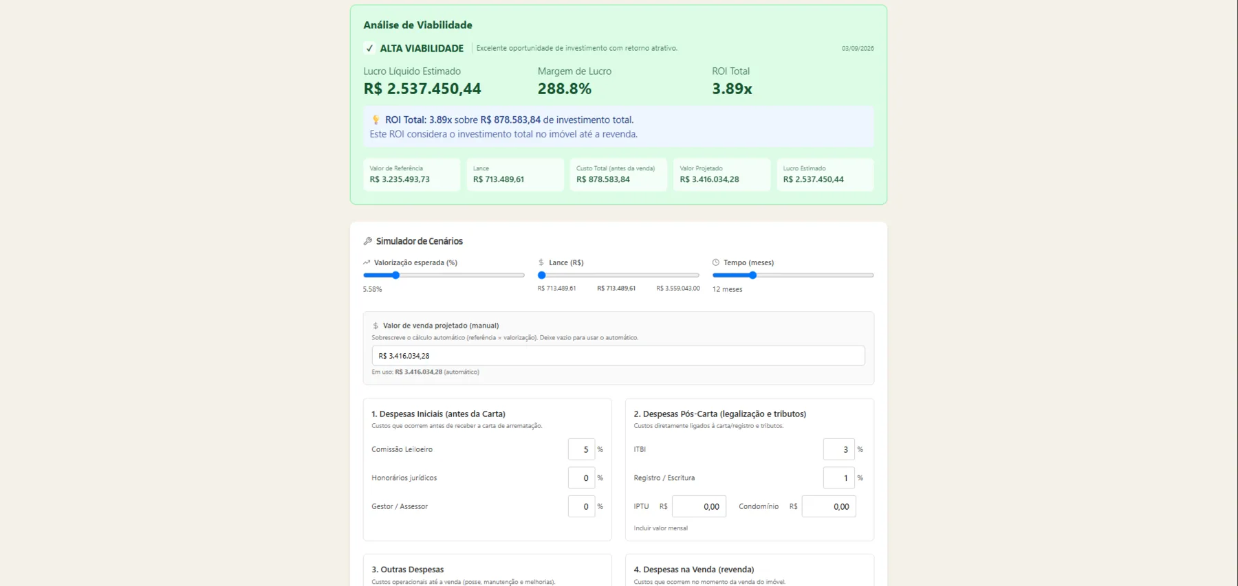 Simulador de cenários