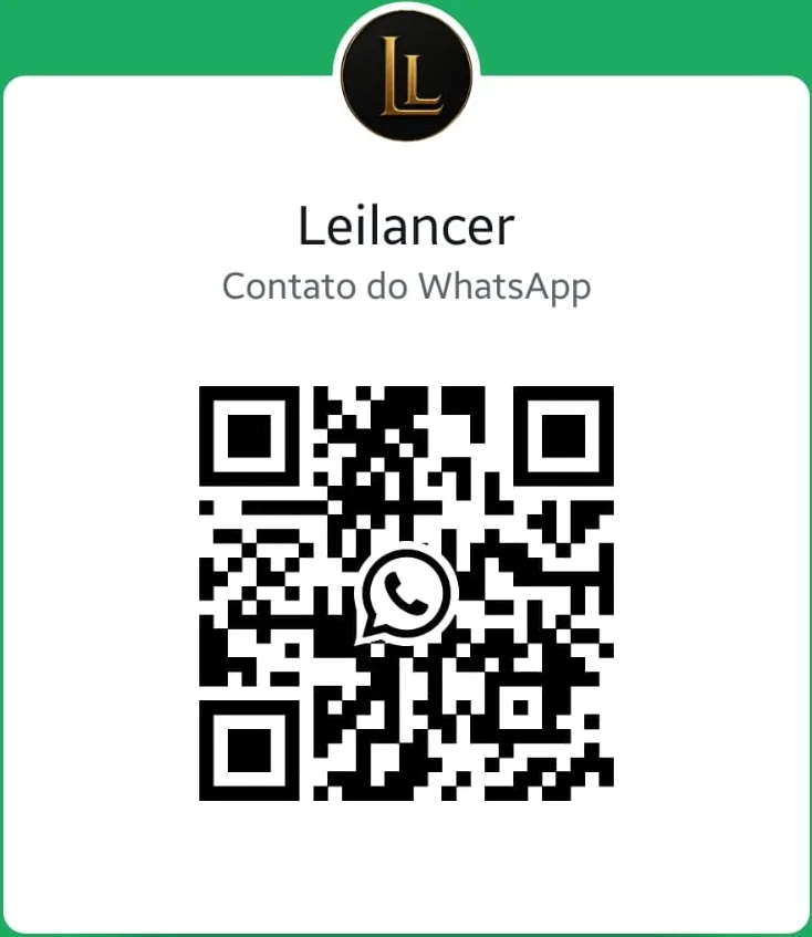 QR Code do canal oficial de atendimento e suporte da Leilancer pelo WhatsApp